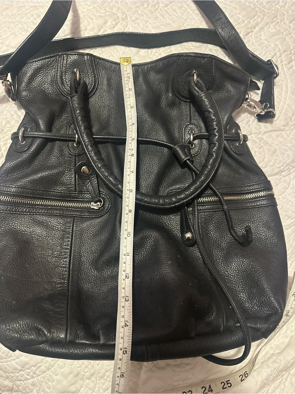 Hype Black leather bucket purse